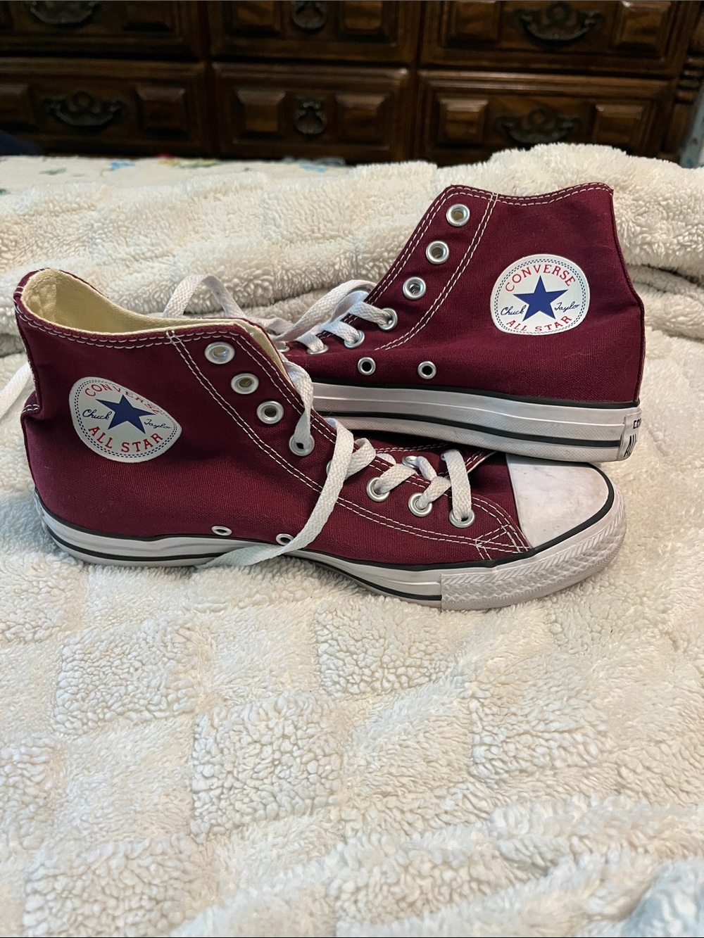 Converse High Top Sneakers - Maroon with White Accents